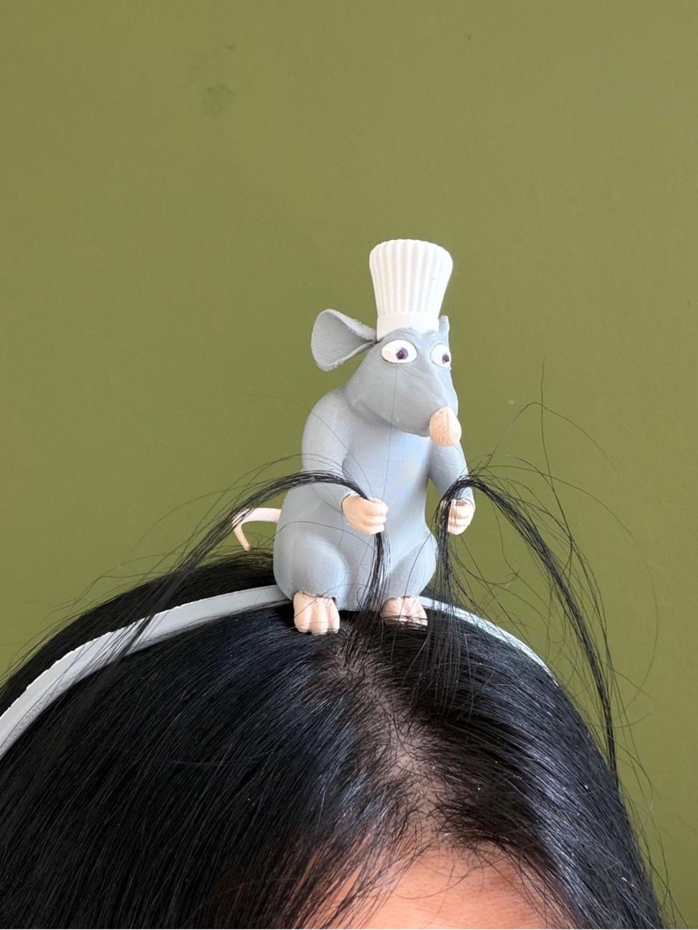 Gray Rat Chef Headband for Kids - Cute Animal Hair Accessory